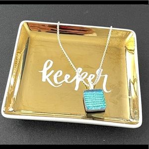 Fused Dichroic Glass Pendant Blue/Green with Ripple Glass 💚💙